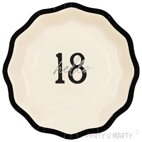 talerzyki papierowe jednorazowe na 18 urodziny hello 18 kremowe 18 cm 6 szt