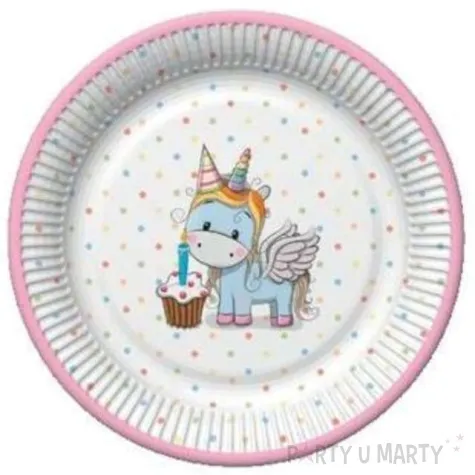 talerzyki papierowe jednorozec unicorn mix 18 cm 8 szt