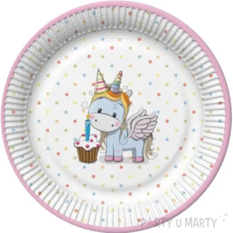 talerzyki papierowe jednorozec unicorn mix 23 cm 8 szt