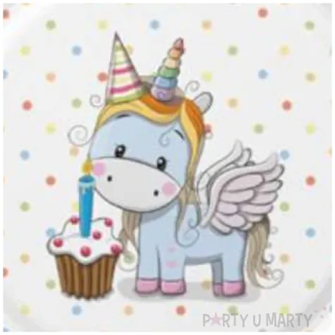 talerzyki papierowe jednorozec unicorn mix 23 cm 8 szt