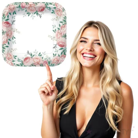 talerzyki papierowe klasyczne roze kwadratowe paw 23 x 23 cm 10 szt