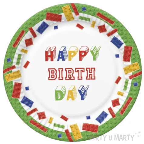 talerzyki papierowe klocki happy birthday maki 180 ml 8 szt