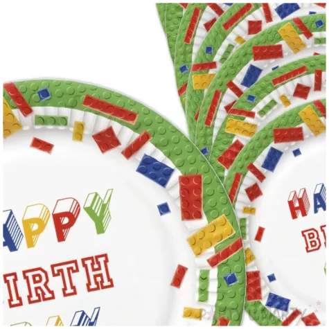 talerzyki papierowe klocki happy birthday maki 180 ml 8 szt