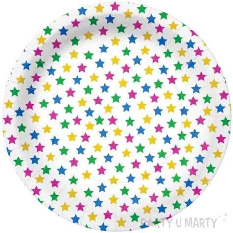 talerzyki papierowe kolorowe gwiazdki biale paw 23 cm 10 szt