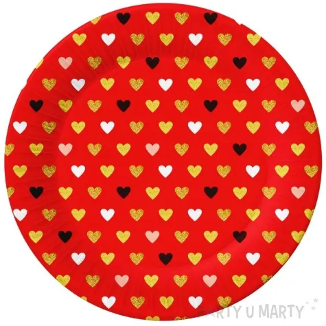 talerzyki papierowe kolorowe serduszka xoxo czerwony godan 18 cm 6 szt