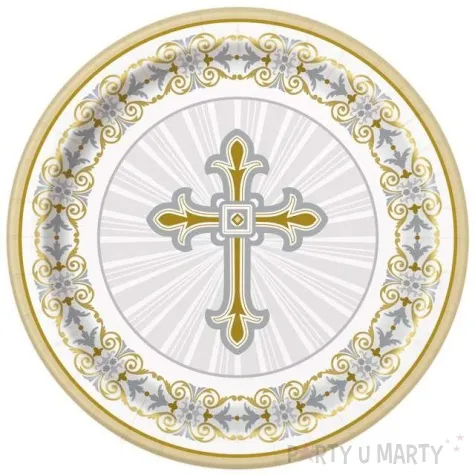 talerzyki papierowe komunia zlote godan 23 cm 8 szt