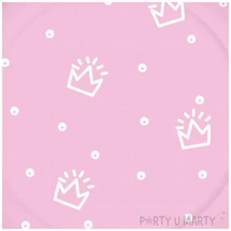 talerzyki papierowe korony i kropki rozowe paw 18 cm 10 szt