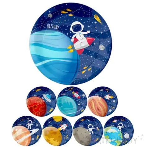 talerzyki papierowe kosmos planety mix partypal 18 cm 8 szt