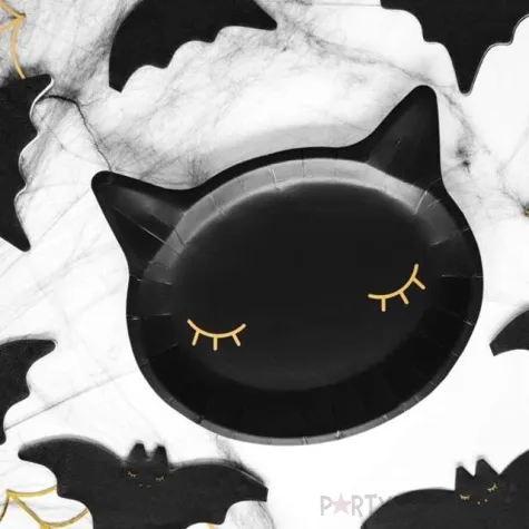 talerzyki papierowe kotek czarny partydeco 22x20 cm 6 szt