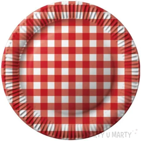 talerzyki papierowe kratka czerwony fsopakowania 23 cm 8 szt
