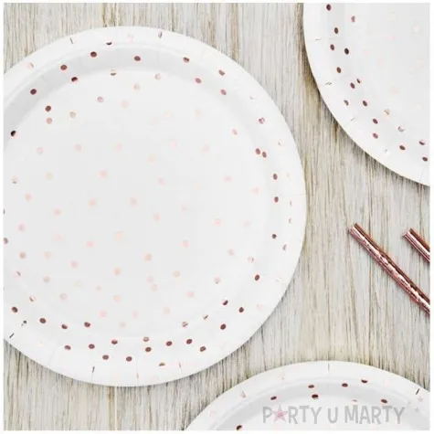 talerzyki papierowe kropki biale partydeco 18 cm 6 szt