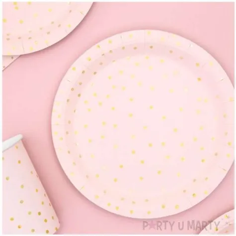 talerzyki papierowe kropki rozowo jasne partydeco 18 cm 6 szt