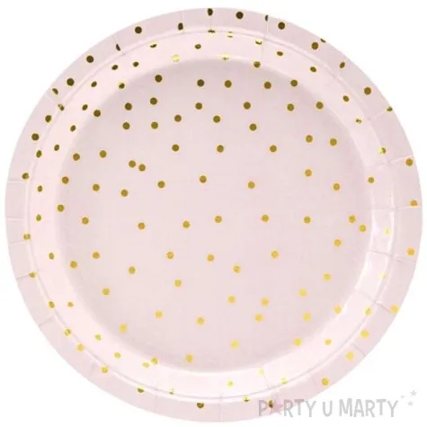 talerzyki papierowe kropki rozowo jasne partydeco 18 cm 6 szt