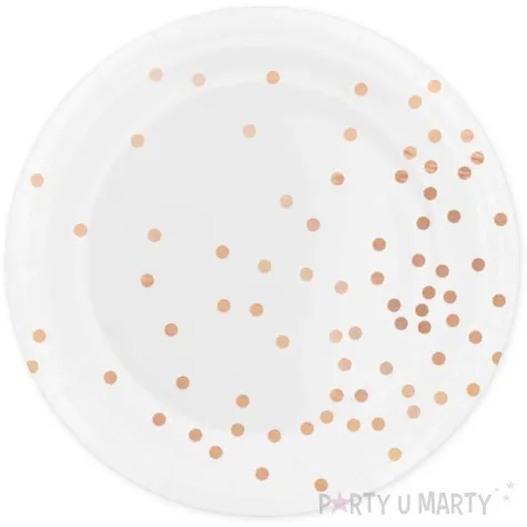 talerzyki papierowe kropki rozowo zlote biale partypal 18 cm 6 szt
