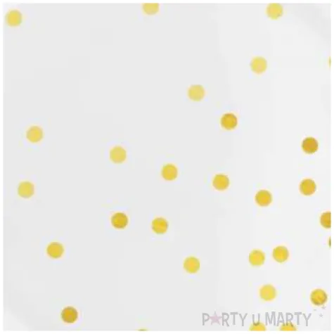 talerzyki papierowe kropki zlote biale partypal 18 cm 6 szt