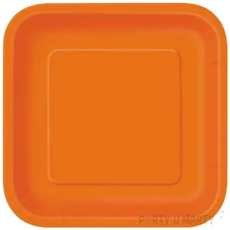 talerzyki papierowe kwadrat xl pomaranczowe 23 cm 14 szt
