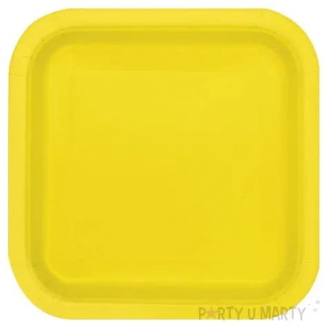 talerzyki papierowe kwadratowe zolty unique 23 cm 14 szt