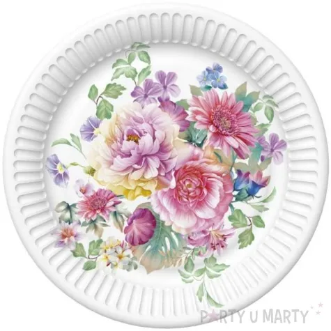 talerzyki papierowe kwiaty bujna aranzacja mix maki 18 cm 8 szt