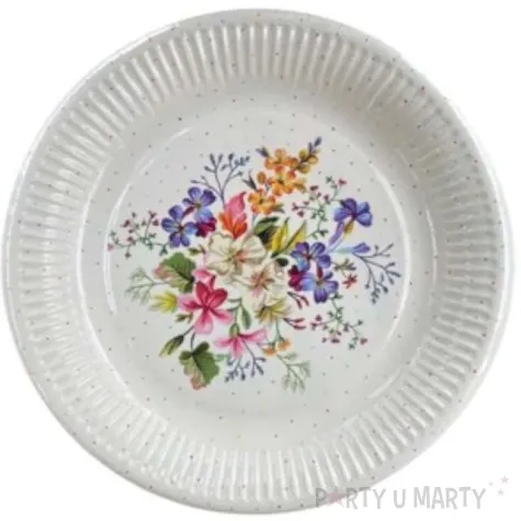 talerzyki papierowe kwiaty bukiet mix maki 23 cm 8 szt