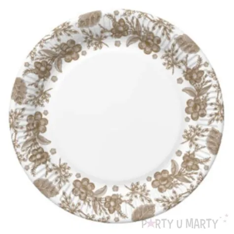 talerzyki papierowe kwiaty zlote maki 18 cm 8 szt