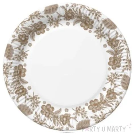 talerzyki papierowe kwiaty zlote maki 23 cm 8 szt