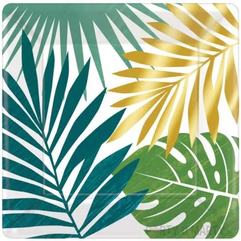 talerzyki papierowe liscie palmy key west amscan 18 cm 8 szt