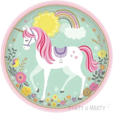 talerzyki papierowe magiczny jednorozec amscan 23 cm 8 szt