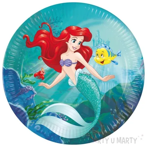 talerzyki papierowe mala syrenka arielka procos 23 cm 8 szt
