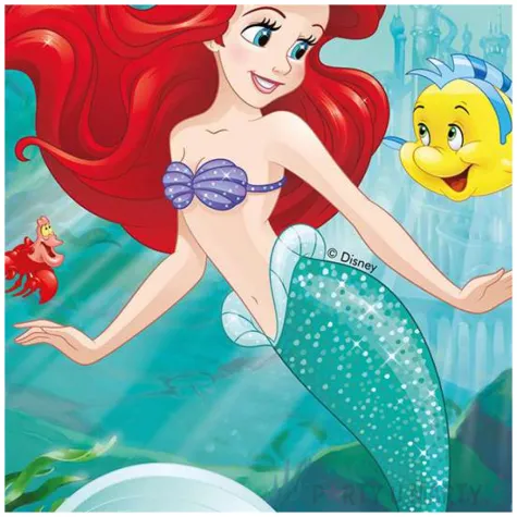 talerzyki papierowe mala syrenka arielka procos 23 cm 8 szt