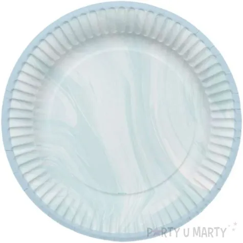 talerzyki papierowe marmurowe niebieski folat 23cm 8 szt
