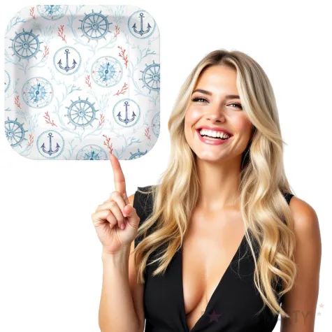 talerzyki papierowe marynarskie biale kwadratowe paw 23 x 23 cm 10 szt