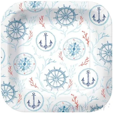 talerzyki papierowe marynarskie biale kwadratowe paw 23 x 23 cm 10 szt