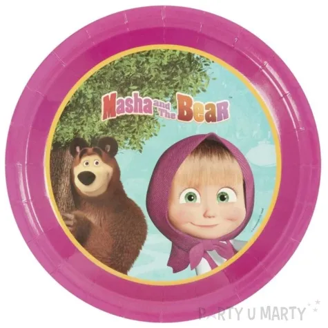 talerzyki papierowe masha and the bear masha i niedzwiedz smiffys 23 cm 8 szt