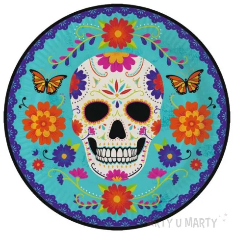 talerzyki papierowe meksykanskie wzory niebieskie amscan 23 cm 8 szt