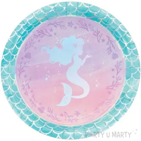 talerzyki papierowe mermaid shine creative converting 23 cm 8 szt