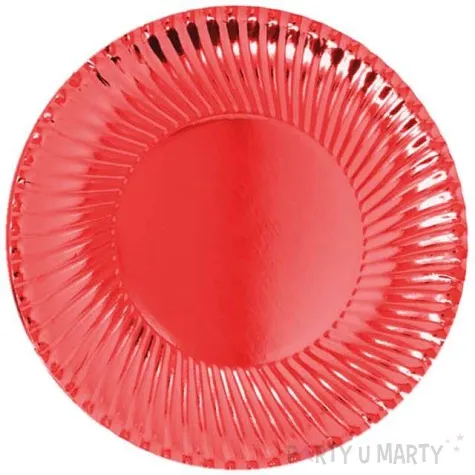 talerzyki papierowe metaliczne czerwone guirca 24 cm