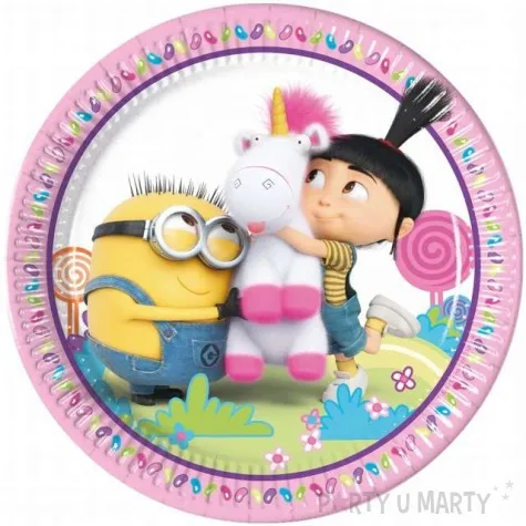 talerzyki papierowe minionki jednorozec fluffy procos 23 cm 8 szt