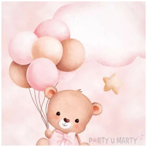 talerzyki papierowe misie z balonikami rozowy jasny congee 18 cm 6 szt