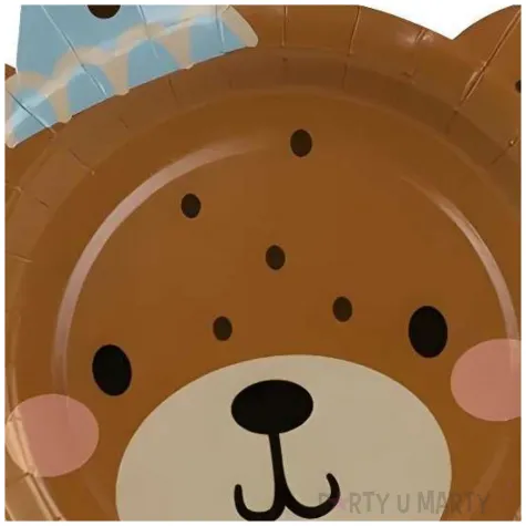 talerzyki papierowe misiek urodziny brazowy partydeco 21 cm 6 szt