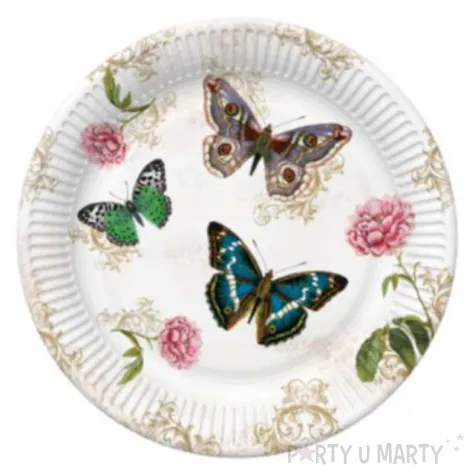 talerzyki papierowe motyle roze ornament mix maki 18 cm 8 szt