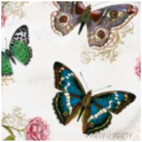 talerzyki papierowe motyle roze ornament mix maki 18 cm 8 szt