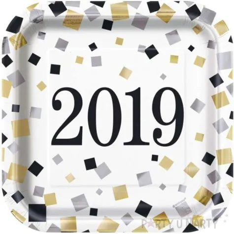 talerzyki papierowe nowy rok 2019 unique 18 cm 8 szt