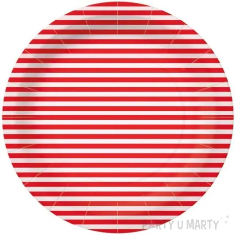 talerzyki papierowe paski czerwono biale paw 23 cm 10 szt