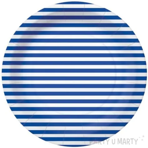 talerzyki papierowe paski niebiesko biale paw 18 cm 10 szt