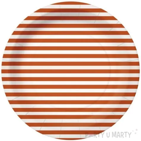 talerzyki papierowe paski pomaranczowo biale paw 18 cm 10 szt