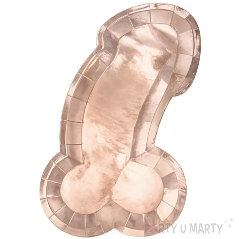 talerzyki papierowe penisek willy rozowe zlote 26 5 x 15 5cm partydeco