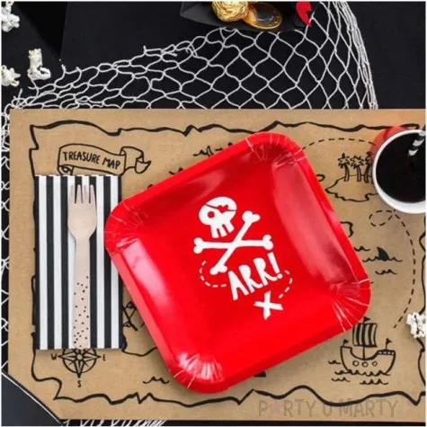 talerzyki papierowe piraci czerwony partydeco 20 cm 6 szt