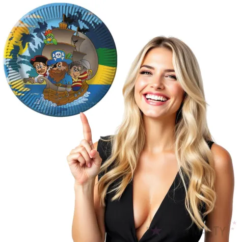 talerzyki papierowe piraci fsopakowania 23 cm 8 szt