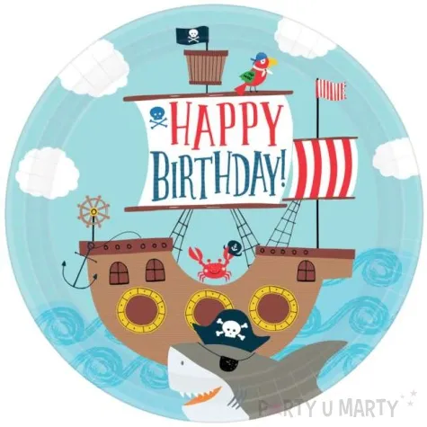 talerzyki papierowe pirat happy birthday amscan 23 cm 8 szt