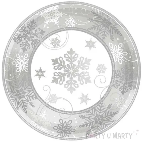 talerzyki papierowe platki sniegu amscan 18 cm 8 szt